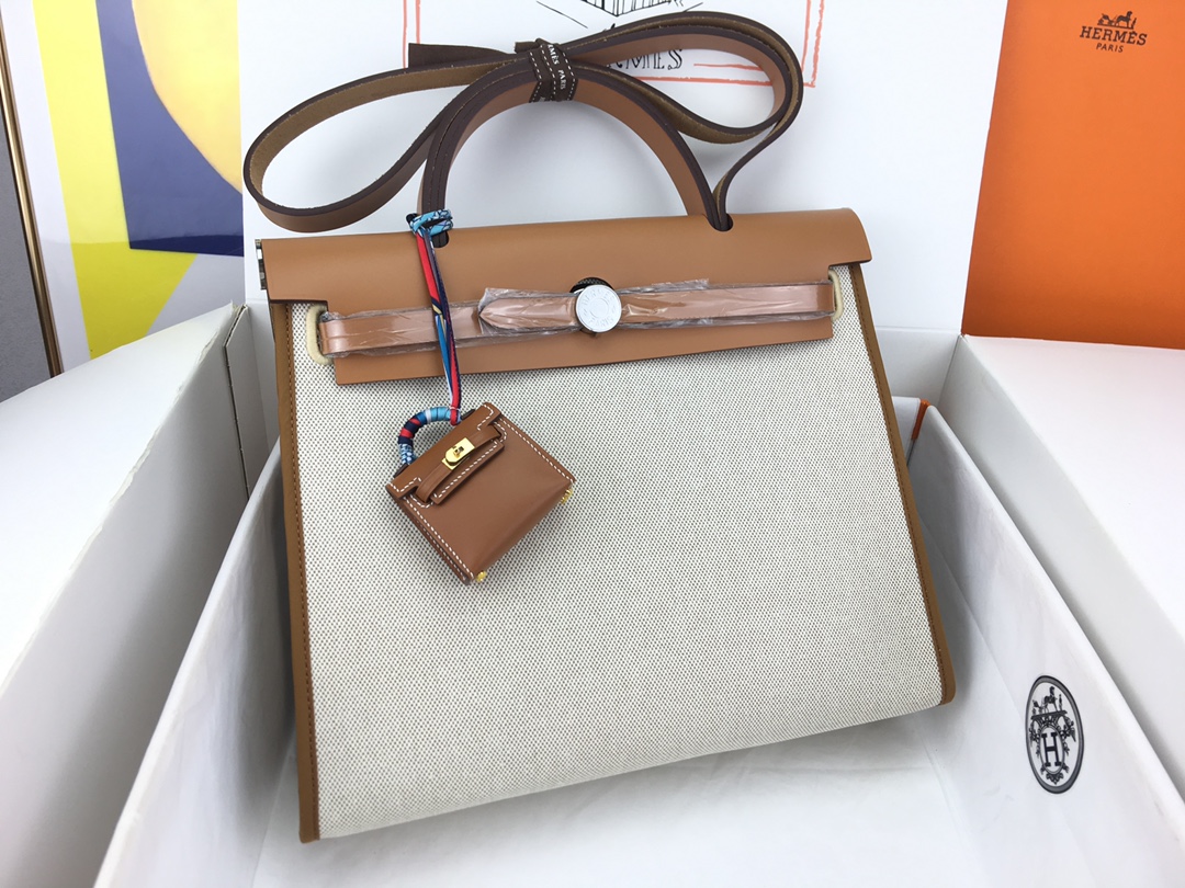 에르메스 에르백31 캔버스 골드브라운 은장